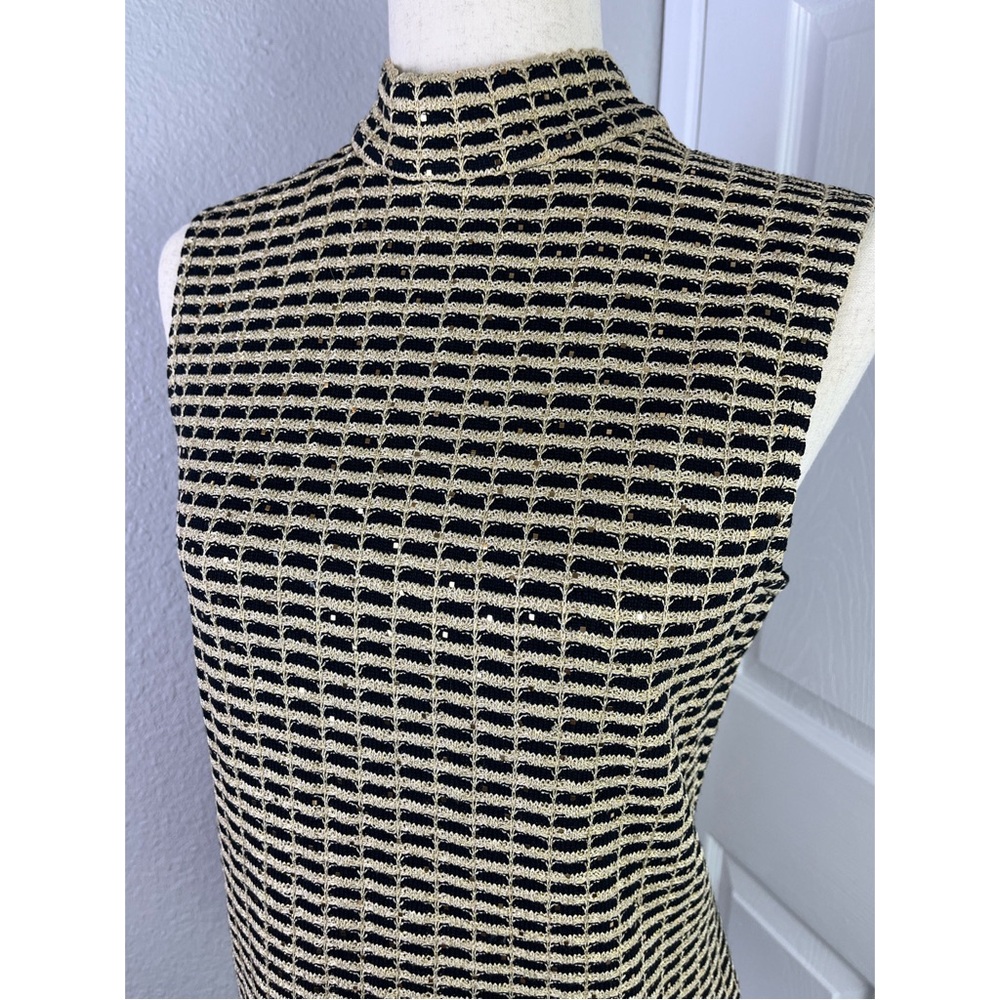 ST.JOHN Vintage Gold & Black Sleeveless Blouse - Picture 2 of 7